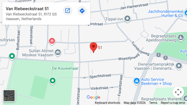 Locatie van Pedicuresalon Margreet van Hartskamp op de kaart: van Riebeeckstraat 51 in Vaassen